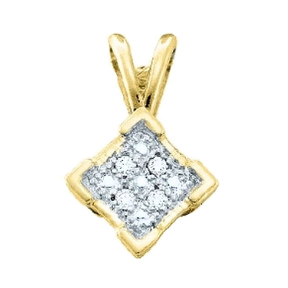 Yellow-Tone Sterling Silver Womens Round Natural Diamond Pettie Square Pendant .01 Cttw 11x6.8mm bail 2mm.