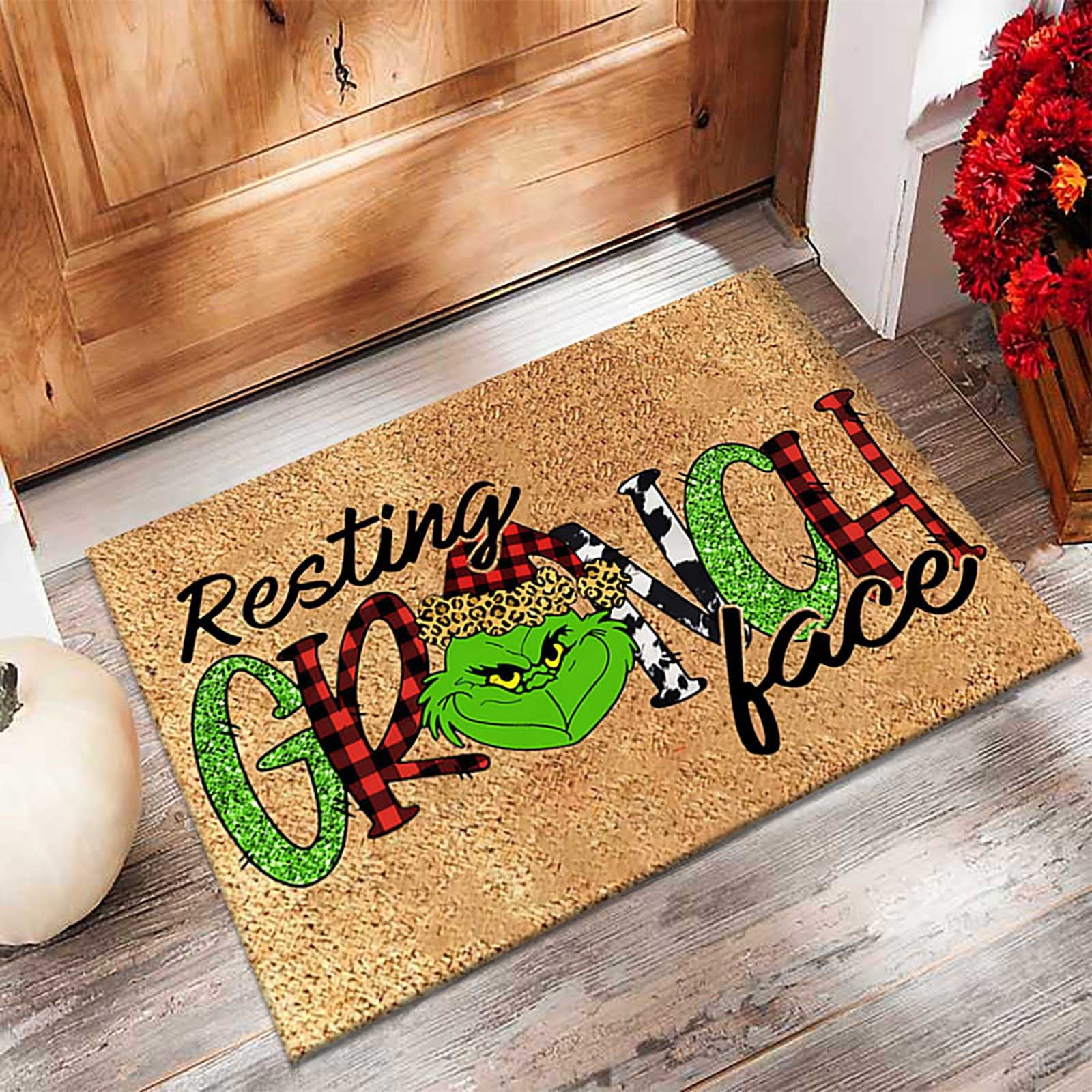 Yellow Tong Grinchmas Decorations Christmas Decorations, Door Mat