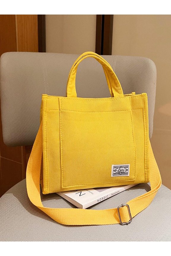 Yellow Top Handle Tote With Adjustable Crossbody Strap