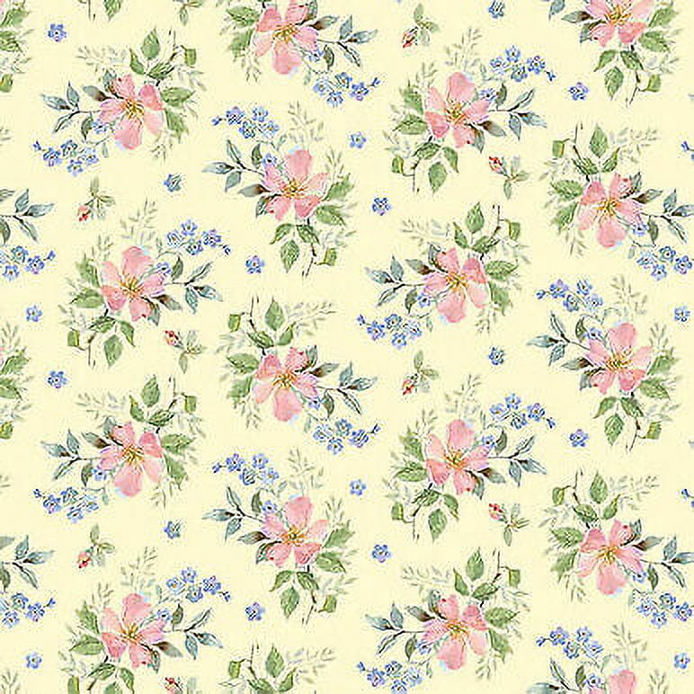 Yellow Tossed Small Roses Garden Inspirations Cotton Fabric by Henry ...