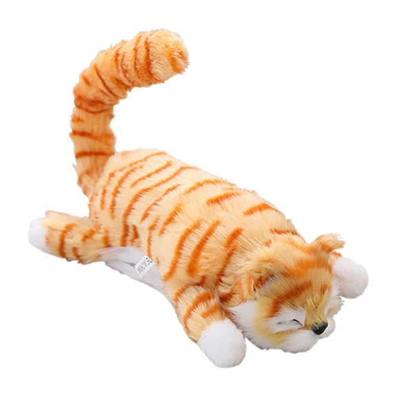 Yellow Touch Activated Rolling Plush Cat Toy For Kids Simulation Sleeping Electric Roll Over