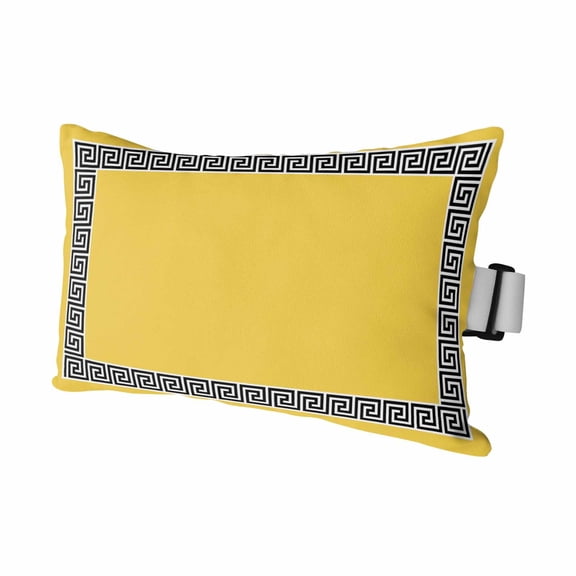Yellow Traditional Outdoor Chaise Lounge Pillows Greek Key Meander Border Square Geometric Lumbar Pillows with Insert Adjustable Elastic Strap Headrest Pillow for Recliner 1 Pack 11x16 Inch