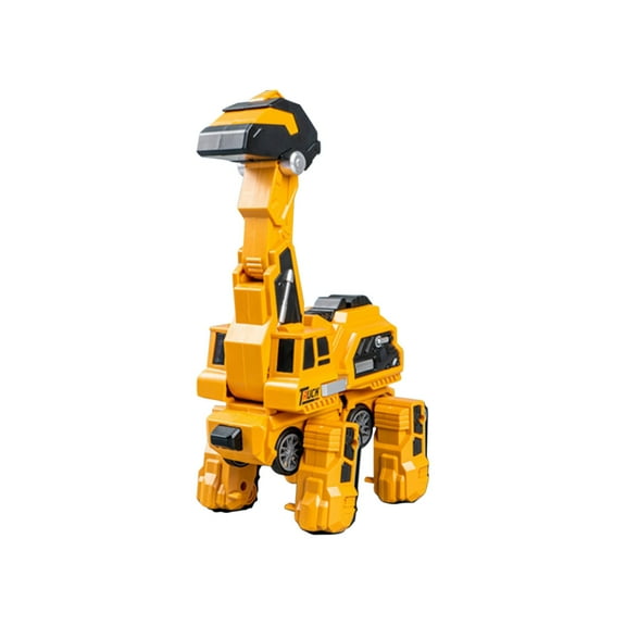 Yellow Transforming Excavator Dinosaur Toy Pull Back Car Engineering Vehicle 9.1X3.9X3.1 Inches Brachiosaurus Model Convertible Toy For Kids No Battery Needed Fun Construction Vehicle Toy