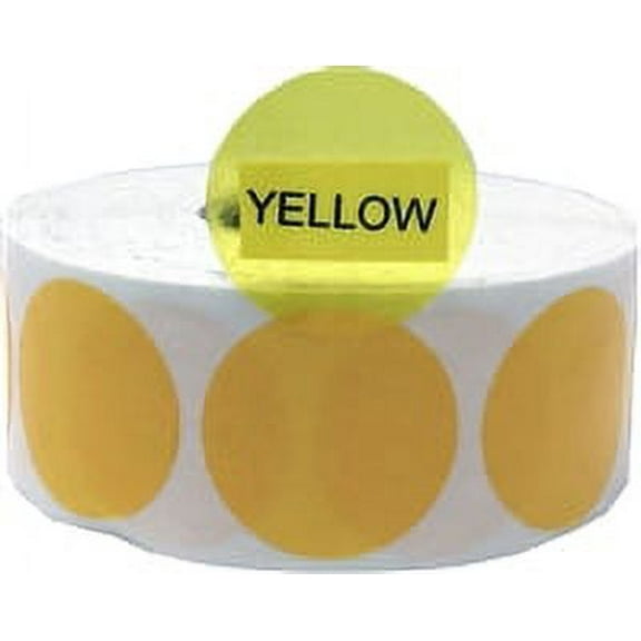 Yellow Transparent Circle Labels | 1" inch Round - 500 Pack | InStockLabels.com