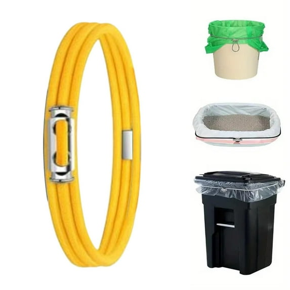 Yellow Trash Can Elastic Band – Miyuadkai Adjustable Rubber Strap for Garbage Can Bag Holder, Secure Fit for Trash Cans, Spring Home Organization Essential