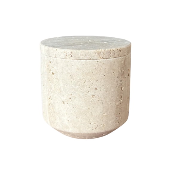 Yellow Travertine Marble Storage Jar With Lid