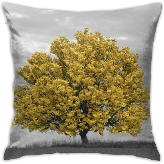 Yellow Tree Throw Pillow Covers 18x18 Inch Decorative Velvet Pillow Case for Couch Bed Fall Home Decor