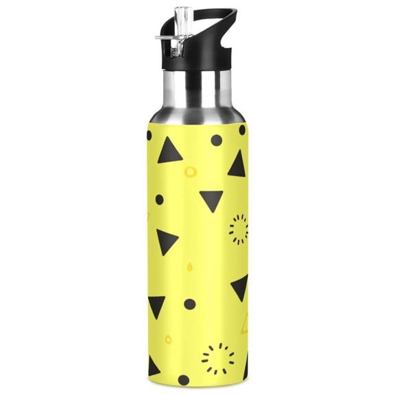 Yellow Triangle Dots 1000ml Double Walled Stainless Steel LeakProof Sports Bottle Thermo 8h Portable