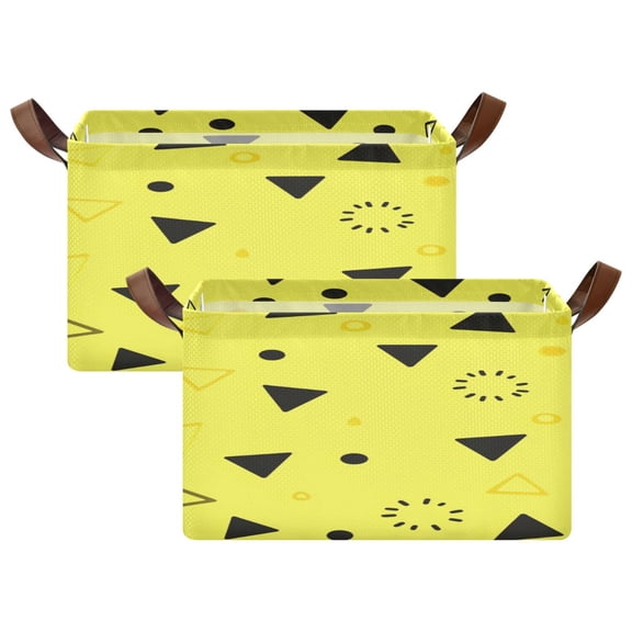 Yellow Triangle Dots 16.9x11.4x10in Foldable Open Home Storage Bins Durable Water Resistant Shelf Baskets