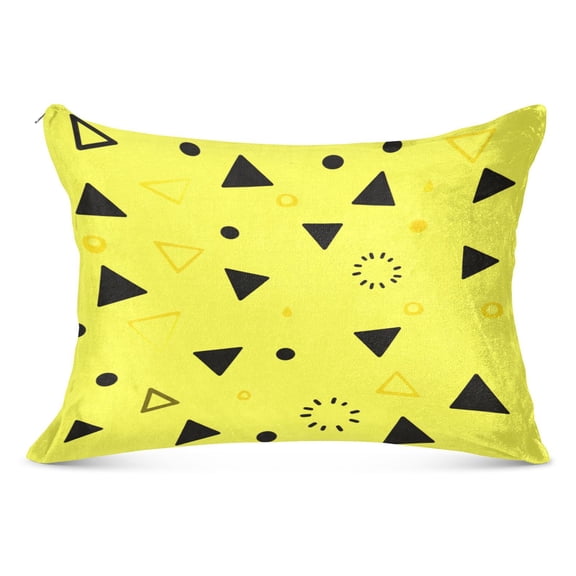 Yellow Triangle Dots 20x26" Standard Plush Pillow Case, Zippered Hypoallergenic Bed Pillowcase
