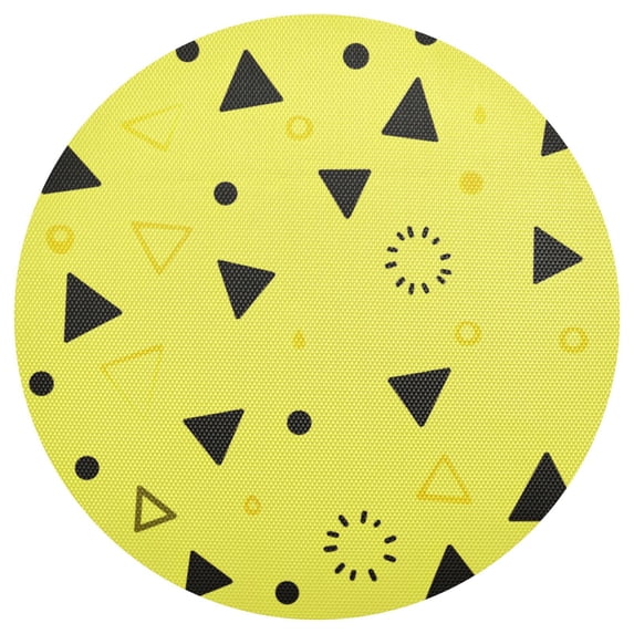 Yellow Triangle Dots 4-Piece 15.4in Heat-Proof PVC Plate Mats, Easy Cut and Clean for Family Use