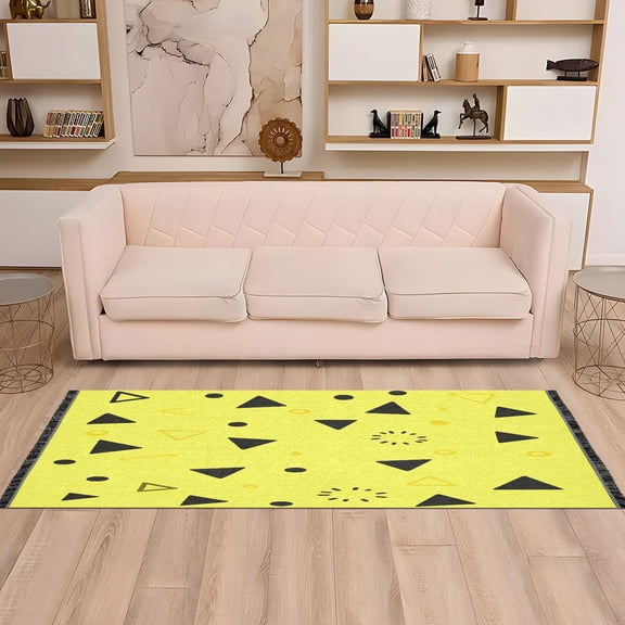 Yellow Triangle Dots 72x23.5" Bedroom Runner Rug, Durable and Non-Slip for Hallways and Living Rooms
