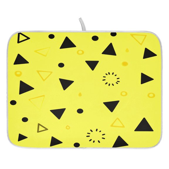 Yellow Triangle Dots Dish Drying Mat for Kitchen, Quick Drying Absorbent Soft Durable 16" x 18"
