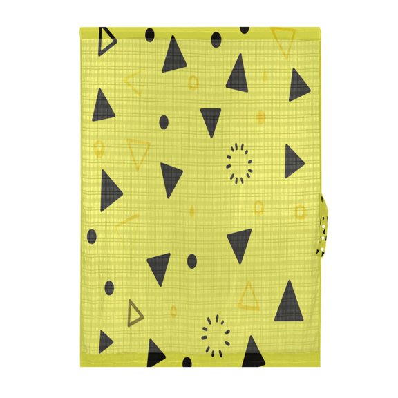 Yellow Triangle Dots Door Curtain 25x40in Privacy Mesh with UV Protection Tie Back Rod Pockets