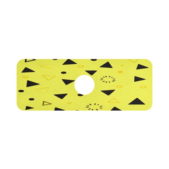 Yellow Triangle Dots Single Compact Faucet Drying Pad 14.7x5.4in Absorbent Mat for Small Sinks, Vanity Countertops
