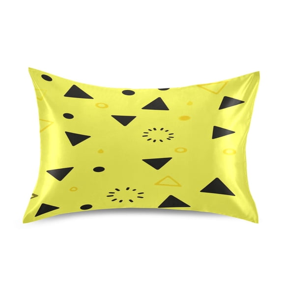 Yellow Triangle Dots Standard Size Satin Pillowcase 20''x26'' Double-Sided Print Soft Wrinkle Resistant