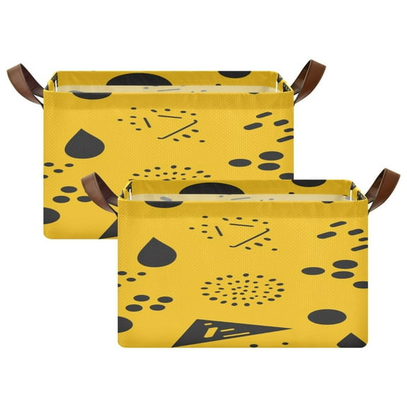 Yellow Triangle Pattern 16.9x11.4x10in Foldable Open Home Storage Bins Durable Water Resistant Shelf Baskets