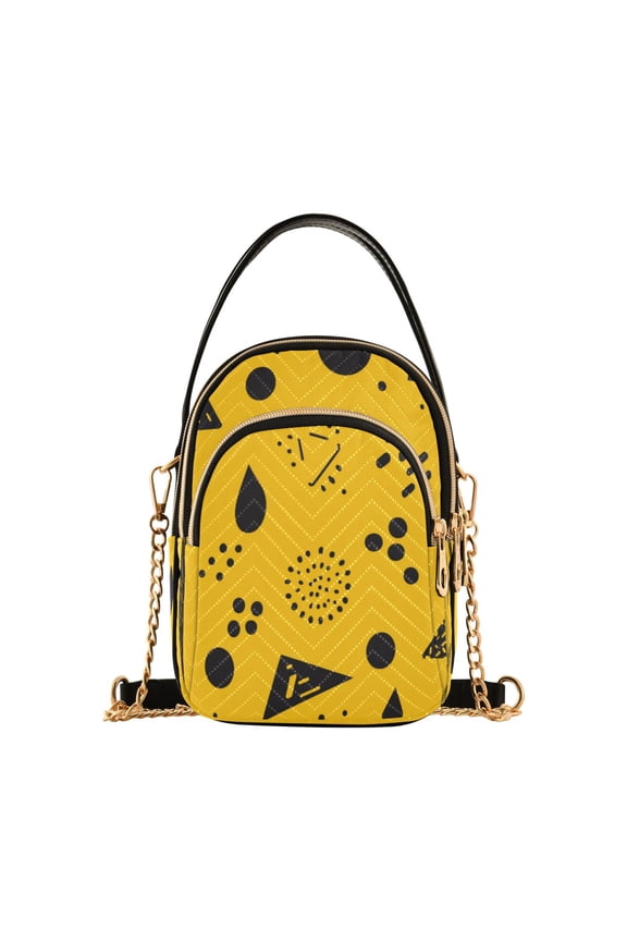 Yellow Triangle Pattern Women's Crossbody Handbags Leather Crossbody Bags Fanny Pack Chest Bag for Travel