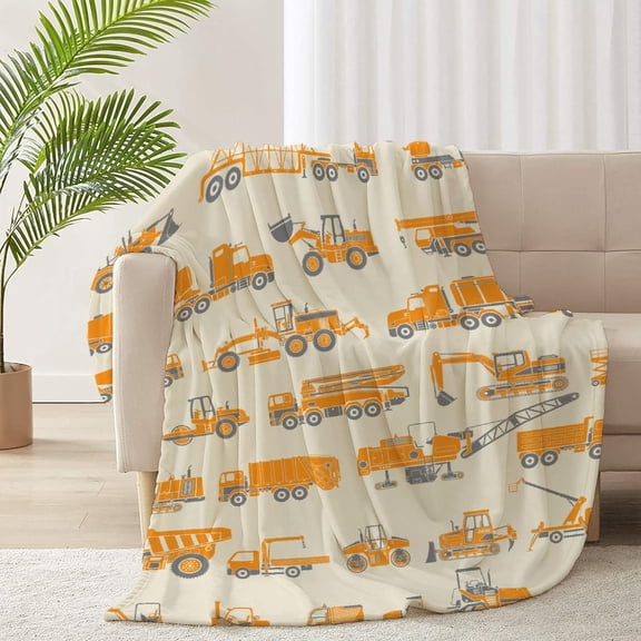 Yellow Truck Excavator for Boys Gift Flannel Lightweight Blankets Quilt Plush Fleece Soft Bedding Throw Blanket for Couch and Bed 40"x30" for Pet