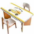 thumbnail image 1 of Yellow Truck Table Cloths for 4 Foot Rectangle Tables, Spring Bees Daisy Honey Black Buffalo Lattice Patio Waterproof Elastic Fitted Tablecloths, Washable Rectangular Table Cover for Camping, 1 of 8