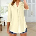 thumbnail image 1 of Yellow Tshirts for Womens Tops Casual 3/4 Sleeve Blouses V Neck Business Work Shirts Summer Tops, 1 of 6