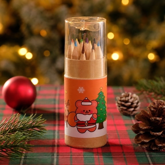 Yellow Tube Pencil Set, 12 Count Vibrant Colored Drawing Pencils, Creative Fine Art Stationery Supplies, Lightweight Portable Tools, Premium Christmas Holiday Gift for Tiny Tots and Art Lovers