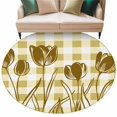 thumbnail image 1 of Yellow Tulip Round Area&nbsp;Rug 5ft Yellow Flower Silhouette Non-Slip&nbsp;Washable Circle Rugs Soft Felt Indoor Floor Mat for Bedroom Kitchen Living Room Bathroom, 1 of 9
