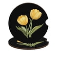 thumbnail image 1 of Yellow Tulips Car Coasters for Drinks with A Finger Notch for Easy Removal Cup Holder Coaster Cup Mat Car Interior Accessories 2PCS, 1 of 8