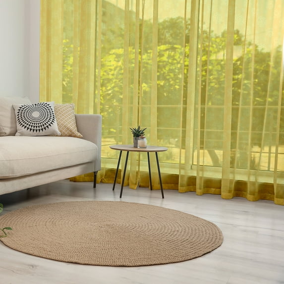 Yellow Tulle Curtains with Rod Pocket, Sun Solar Hand Drawn Style Pattern with Little Spiral Spots Like Hot Summer Day Inspired, Sheer Drape for Wedding Party 2 Panels, 7 Sizes, Yellow, by Ambesonne