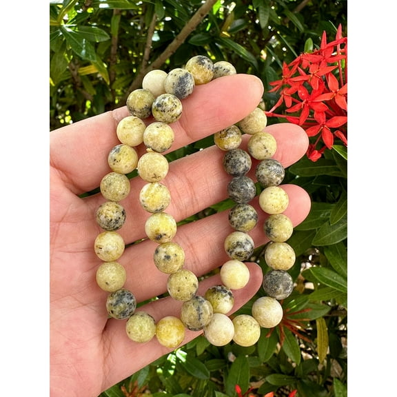 Yellow Turquoise Crystal Bead Bracelet 8mm, Wholesale Genuine Yellow Turquoise Stretch Gemstone Bracelet, Gift for Men & Women (1)