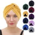 thumbnail image 1 of Yellow Twisted India Hats Spandex Soft Pre Tied Bonnet Hair wrap Pretied for Black Women One Size, 1 of 4