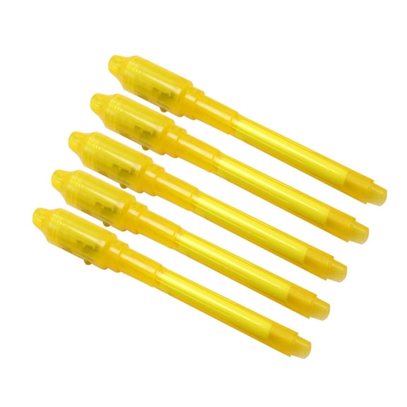 Yellow UV Light Pen Set, 5 Pack, Portable Blacklight Detector for Invisible Ink, Resin Art, and Security Marking