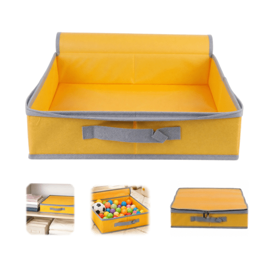 Yellow Under Bed Storage Container with Zipper Lid, Collapsible Dustproof Storage Box for Seasonal Clothing, Toys, Bedroom & Closet Organization
