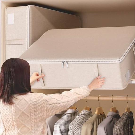 Yellow Underbed Storage Organizer Box - 80x47x25cm Cloth Storage Drawer for Clothes, Quilts & Seasonal Items - Breathable Fabric with Transparent Window & Sturdy Zipper - 1PC