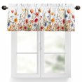thumbnail image 1 of Yellow and Valances for Windows, 42 x 12in, Red Poppy Watercolor Floral Plants Rod Pocket Kitchen Valance Curtain Light Filtering Window Treatments for Living Room Bedroom, 1 Panel, 1 of 7