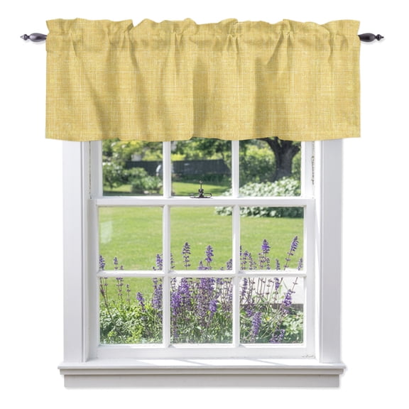 Yellow Valances for Windows Abstract Modern Farmhouse Solid Color Rod Pocket Light Filtering Short Window Treatments Curtains for Kitchen Bathroom Living Room Bedroom, 1 Panel, 42 x 12 Inch