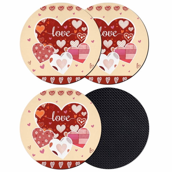 Yellow Valentines Day Coasters Set of 4, Absorbent Coasters for Drinks, Love Hearts Romantic Farmhouse Coaster for Desk Coffee Table Protection, Home Decor House Warming Gifts 4"