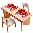 thumbnail image 1 of Yellow Valentines Day Table Cloths for 5 Foot Rectangle Tables, Love Hearts Romantic Farmhouse Patio Waterproof Elastic Fitted Tablecloths, Washable Rectangular Table Cover for Camping, 1 of 8