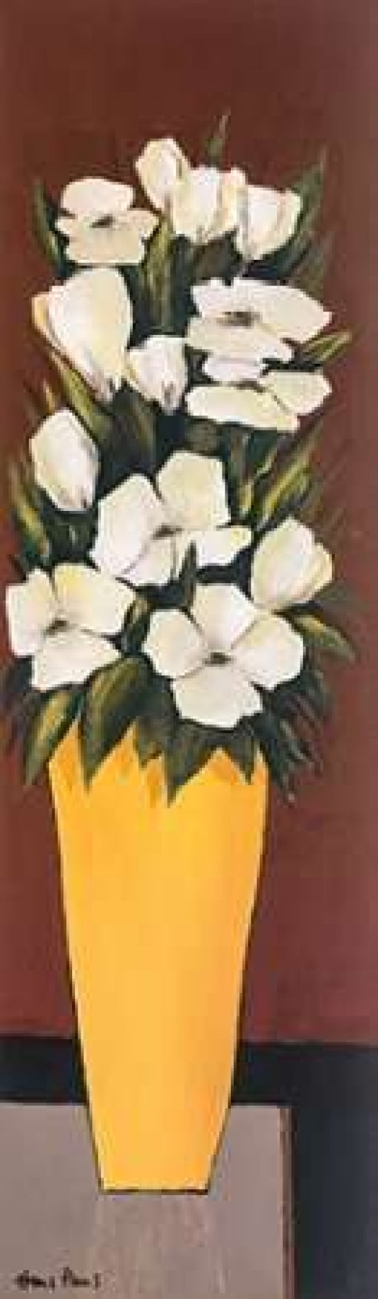 Yellow Vase Canvas Art - Hans Paus (8 x 24)