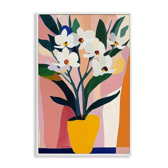 Stupell Industries Yellow Vase Of Tall Flowers White Framed Giclee Art, design by Creative Studio, 30 x 20