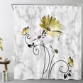 thumbnail image 1 of Yellow Vintage Floral Shower Curtain Rustic Daisy Flower with Butterfly on Grey and White Marble Textured Shower Curtain for Bathroom Abstract Aesthetic Bath Curtain with 12pcs Hooks,72x72 Inch, 1 of 6