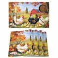 thumbnail image 1 of Yellow Vintage Rooster Placemats Set of 2, Farm Chick Maple Tree Flower Farmhouswe Non-Slip Place Mats Washable Table Mats for Kitchen Dining Table Decorations Indoor/Outdoor, 1 of 9