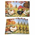 thumbnail image 1 of Yellow Vintage Rooster Placemats Set of 4 Farmhouse Animals Watercolor Place Mats Indoor Wipeable Table Mats Washable Cloth Dining Table Placemats for Kitchen Holiday Party Home Decor 13x19 Inch, 1 of 9