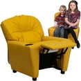 thumbnail image 1 of Yellow Vinyl Kids Recliner with Cup Holder, 1 of 6