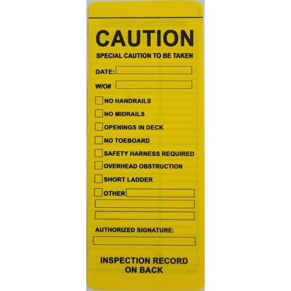 Yellow Vinyl Scaffolding Tag   (QTY-10 per Pack)