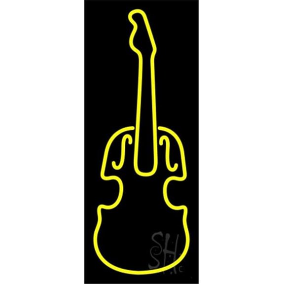 Yellow Violin Logo Neon Sign, 32 x 3 x 13 in.
