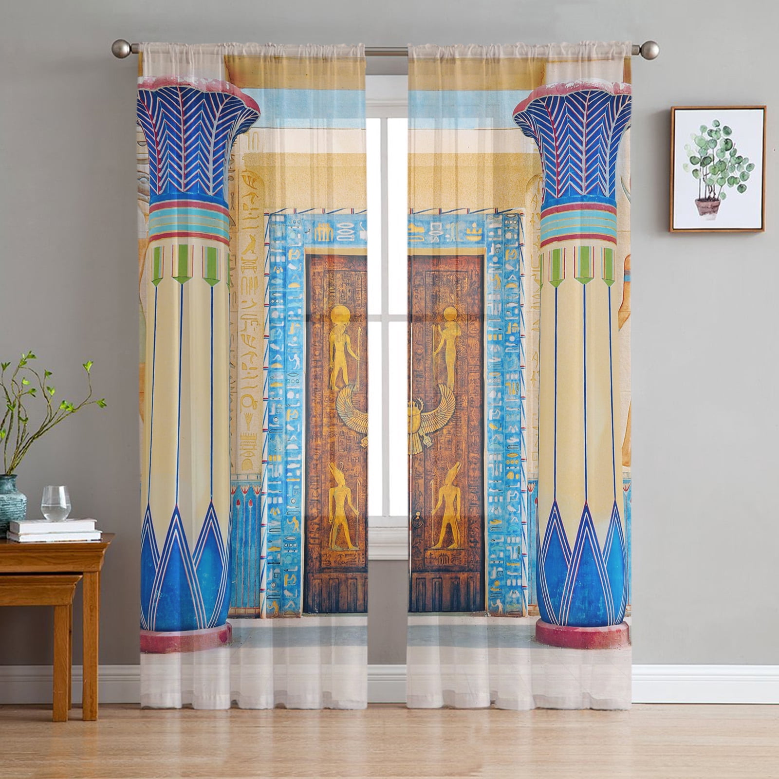 Yellow Wall Gate Morocco Sheer Curtain for Bedroom Tulle Voile Curtain ...