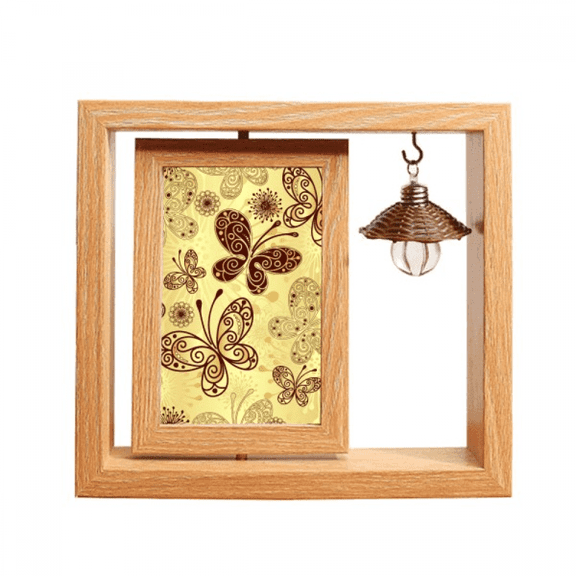 Yellow  Wallpaper Wooden Rotating Picture Photo Frame 4x6