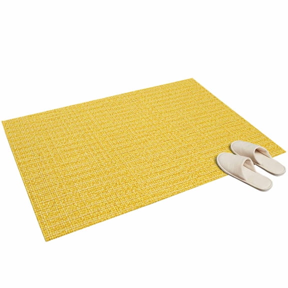 Yellow Washable Area Rug 2 x 3 ft Rustic Minimalist Solid Color Woven Fabric Texture Soft Non‑Slip Rugs Stain Repellent Indoor Mats for Front Door, Narrow Hallway, Kitchen Doorway, Bedside