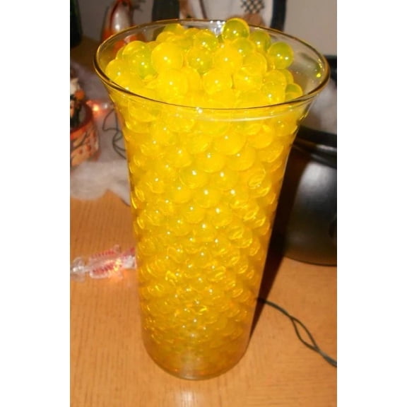 Yellow Water Beads - Vase Fillers for Use with LED wedding party Water Submersible Lights , Tea Lights & Floating Candles